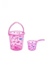 Şeffaf Kova & Maşrapa Set Pembe Desenli
