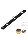 Sensörlü Şarjlı 3 Farklı Işık Renkli Dimmerli 40cm Siyah Cata Bella Ultra Slim Kabin Led