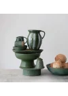 Seramik Kaide, Mat Yeşil Reaktif Sır Dekoratif Vurgular, 30,48 cm U x 30,48 cm G x 10,16 cm Y