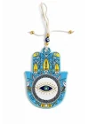 Seramik Nazar Duvar Süsü – Fatma Eli (Hamsa) | 13 cm El Yapımı | Kapı Girişi & Salon Dekoru | Anlamlı Hediye
