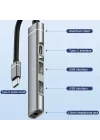 Ses Kartlı USB Hub Çoklayıcı Adaptör 4 in 1 Ses Kartlı USB/Type-c To USB 3.0, USB C ve 3.5mm Jak Çıkışlı Macbook Uyumlu Çevirici Adaptör Çok Portlu Çoklayıcı 4in1 USB HUB Gümüş Renk ZR615