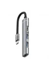 Ses Kartlı USB Hub Çoklayıcı Adaptör 4 in 1 Ses Kartlı USB/Type-c To USB 3.0, USB C ve 3.5mm Jak Çıkışlı Macbook Uyumlu Çevirici Adaptör Çok Portlu Çoklayıcı 4in1 USB HUB Gümüş Renk ZR615