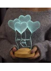 Sevgiliye Özel Kalpli 3D LED Lamba - Uçan Kalpler Tasarımıyla Romantik ve Anlamlı Hediye 3 Boyutlu 3D Led Lamba, Masa ve Gece Lambası