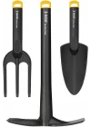 SGS Garden Tools 3 Parça Plastik Bahçe Seti, Kazma Kürek Tırmık, Siyah Sarı, SGS3120 Model, 90cm Uzunluk