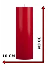 Silindir Mum 10 X 30 Cm Dev Büyük Kütük Mum Kırmızı Kırmızı