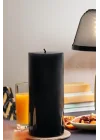 Silindir Mum 10 X 30 Cm Dev Büyük Kütük Mum Siyah Siyah