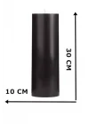 Silindir Mum 10 X 30 Cm Dev Büyük Kütük Mum Siyah Siyah