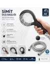 Simit Duş Başlığı Sert Plastik, 150 Cm Paslanmaz Çelik Hortumlu El Duşu, Yüksek Basınçlı Su Tasarruflu Duş Seti, Ergonomik Tutma Saplı Banyo Duş Başlığı