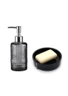 SIVI SABUNLUK VE SABUNLUK 2 Lİ BANYO SETİ GRİ SİYAH