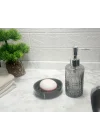 SIVI SABUNLUK VE SABUNLUK 2 Lİ BANYO SETİ GRİ SİYAH