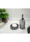 SIVI SABUNLUK VE SABUNLUK 2 Lİ BANYO SETİ GRİ SİYAH