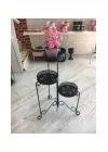 Siyah 3 Lü Ferforje Çiçeklik