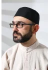 Siyah Fileli Kumaş Kalıp Namaz Takkesi Siyah 58