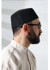Siyah Fileli Kumaş Kalıp Namaz Takkesi Siyah 58