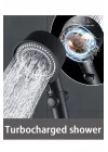 Siyah Turbo Fan Su Tasarruflu Yüksek Basınçlı Duş Başlığı
