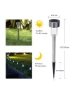 Solar lamba, bahçe, LED solar lamba, dış mekan kazığı, paslanmaz çelik, dış aydınlatma, solar yol aydınlatması, IP44, su geçirmez, arka bahçe, çim için, 5 adet