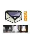 Solar LED Bahçe Lambası, 100 LED Hareket Sensörlü 13x9x5 cm, 3 Modlu Güneş Enerjili Solar Lamba, Dış Mekan Aydınlatma, Duvar Montajlı