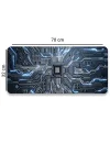 SonicTouch Çip Devre Desenli Kaymaz Gaming Oyuncu Masaüstü Dikişsiz Klavye Mouse Pad 32x70Cm