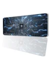 SonicTouch Çip Devre Desenli Kaymaz Gaming Oyuncu Masaüstü Dikişsiz Klavye Mouse Pad 32x70Cm
