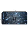 SonicTouch Çip Devre Desenli Kaymaz Gaming Oyuncu Masaüstü Dikişsiz Klavye Mouse Pad 32x70Cm