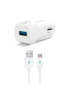 SpeedCharger QC 3.0 Type-C 120cm Kablolu Araç Şarj Aleti - Beyaz (2CKQC01C)