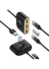 Square round 4in1 USB HUB Adaptör (USB3.0 TO USB3.0*1+USB2.0*3) 1m, Siyah