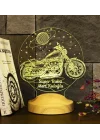Süper Baba, Chopper Motosiklet, Motor Hayranı Babaya Hediye 3 Boyutlu, 3D Led Lamba