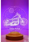 Süper Baba, Chopper Motosiklet, Motor Hayranı Babaya Hediye 3 Boyutlu, 3D Led Lamba