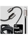 Super-C Serisi 66 Watt Gücünde PD Type-C Hızlı Şarj ve Data Kablosu 100 Cm Uzunluk Kopmaz Örgü Materyal ve Çinko Alaşım Metal Uçlar (66 Watt Ekransız)