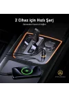 Superauto Araç İçi Şarjı, 2 Portlu PD 65W Type-C to Type-C, USB, Hızlı Şarj Çakmaklık Adaptörü, Siyah