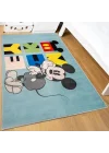 Taç Mickey Mouse Lisanslı Karakter Baskılı%100 Polyester Halı, Çok Renkli, 80x120 cm