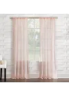 Tayla Ezilmiş Doku Yarı Şeffaf Çubuk Cep Perde Paneli, 127 cm x 213 cm, Pembe