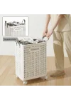 Tekerlekli Katlanabilir Çok Amaçlı Sepet, 40 Litre, Havalandırmalı Tasarım (Gri)