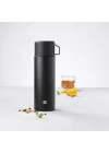 Termos, Entegre Fincan, Termos Sürahi, Çift Duvarlı Yalıtım, 1 Litre, Siyah