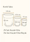Terracotta Konik Saksı+Tabak • Abstract No.03 (Orta)