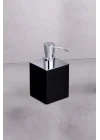 Tezgah Üstü Mat Siyah-Krom Sıvı Sabunluk 80X80Mm