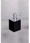 Tezgah Üstü Mat Siyah-Krom Sıvı Sabunluk 80X80Mm