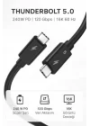 Thunderbolt 5.0 Type-C Kablo – 240W PD Hızlı Şarj, 120Gbps Veri Aktarımı, 16K 60Hz Görüntü Desteği, E-Marker Akıllı Çipli, Thunderbolt 3/4/USB4 Geriye Uyumluluklu Örgü Kablo | ZR1107