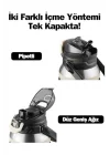TKK Mega Boy 1500ml Pipetli/Pipetsiz Kullanım Askılı Paslanmaz Çelik Termos Matara (Bej)