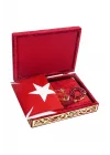 Tükiye Bayraklı Kadife Kaplı Kutu ve Kuranı Kerim Seti