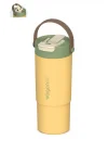 Tumbler Mug 660 ML Tek Kapak Çift Kullanım Pipetli Rahat İçim Kulplu Paslanmaz Çelik Termos 1102-660ML Sarı