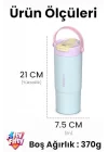 Tumbler Mug 660 ML Tek Kapak Çift Kullanım Pipetli Rahat İçim Kulplu Paslanmaz Çelik Termos 1102-660ML Sarı
