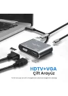 Type-C 4K HDMI 1080P VGA USB 3.0 PD Dönüştürücü Çevirici Hub
