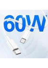Type C-C Hızlı Şarj Kablosu, 60Watt PD, 1Metre, TPE Dış Yüzey, iPhone 15/16 ve Android İçin (1Ad x 1Metre Açık Gri)