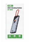 Type-C Docking Station 9 in 1 Çoklayıcı Hub DP ve HDTV 4K 60Hz Görüntü Aktarımı 1000Mbps Ethernet USB 3.0 Port SD TF Kart Okuyucu PD Destekli Çoklu Bağlantı Adaptörü | ZR1253