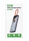 Type-C Docking Station 9 in 1 Çoklayıcı Hub DP ve HDTV 4K 60Hz Görüntü Aktarımı 1000Mbps Ethernet USB 3.0 Port SD TF Kart Okuyucu PD Destekli Çoklu Bağlantı Adaptörü | ZR1253