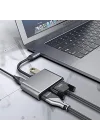 Type-C Hdmi Vga Usb 3.0 Type 4in1 Video Dönüştürücü Veri Aktarıcı Usb Adaptör Notebook ve Macbook ile Uyumlu Gri TC-26