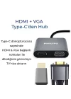 Type-C HDMI VGA USB Dönüştürücü Adaptör
