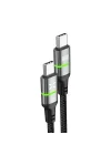 Type C Hızlı Şarj Kablosu | Type-C to Type-C 60W 480 Mpbs 2m PD Örgü Led Göstergeli X6422