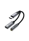 Type-C to 3.5mm Kulaklık ve Type-C Şarj Dönüştürücü Adaptör